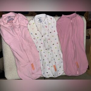 Pink and White Baby Swaddle Set - newborn